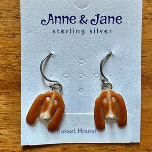 NEW Sterling Silver Basset Hound Earrings by Anne and Jane